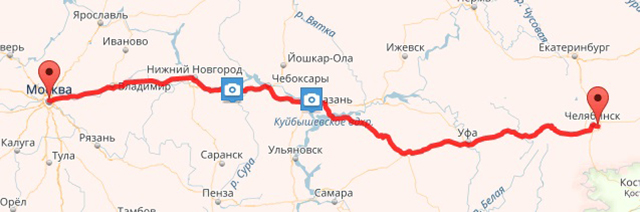 Расстояние Москва-Копейск